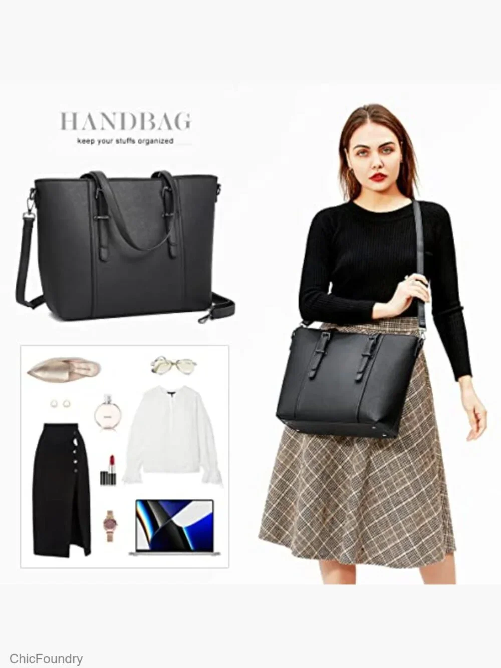 Vegan Leather Satchel Tote Bag Crossbody Shoulder Purse